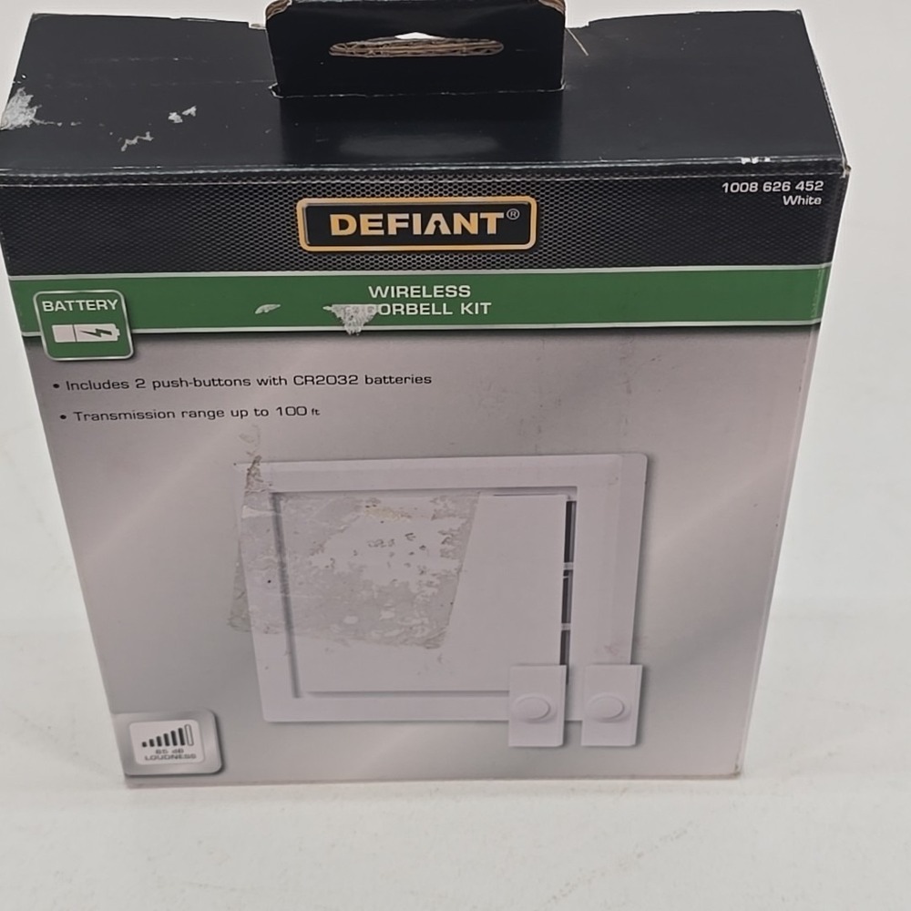 Defiant Wireless Battery Operated‎ Doorbell Kit with 2-Push Buttons, White